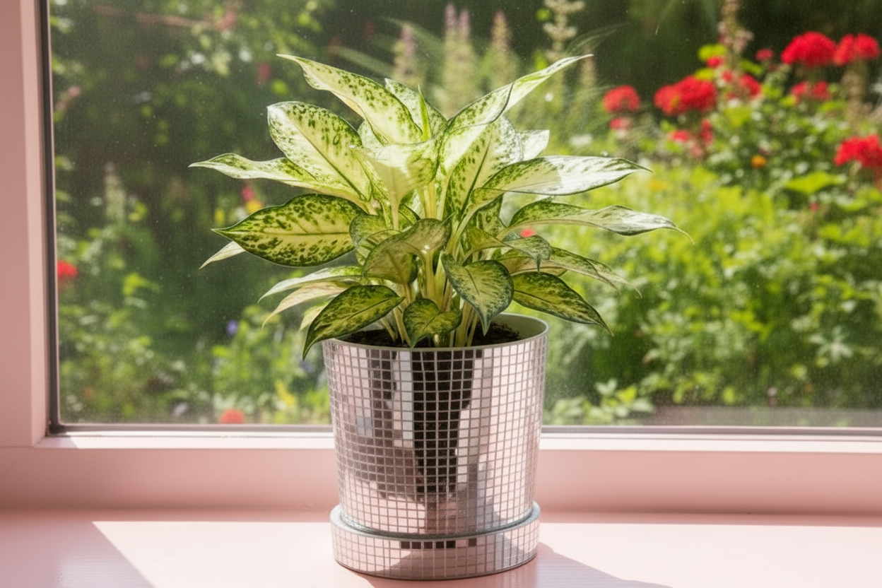 Photo d'illustration avec un cache pot disco de l'article Faut‑il un trou dans un pot de fleurs ? Tout savoir sur le drainage et la santé de vos plantes