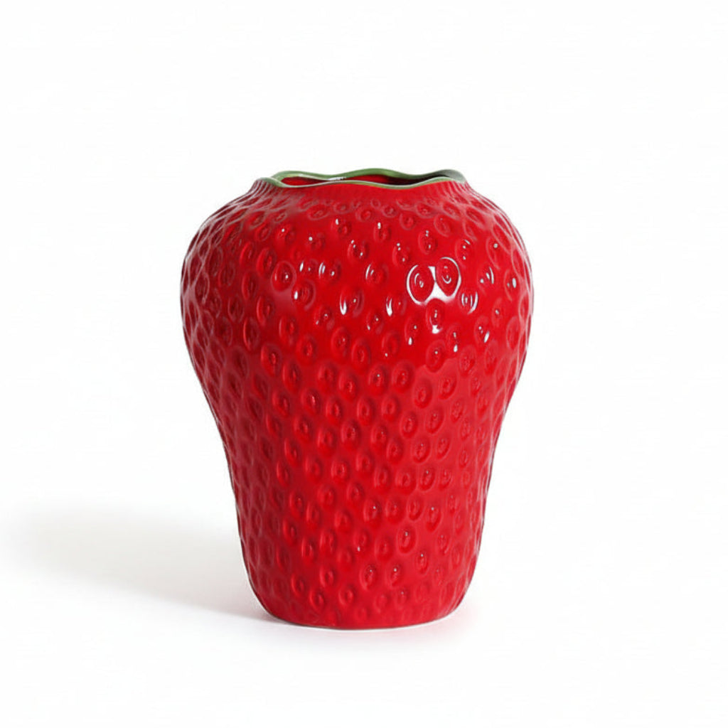 Photo de presentation du grand vase fraise rouge sur fond blanc
