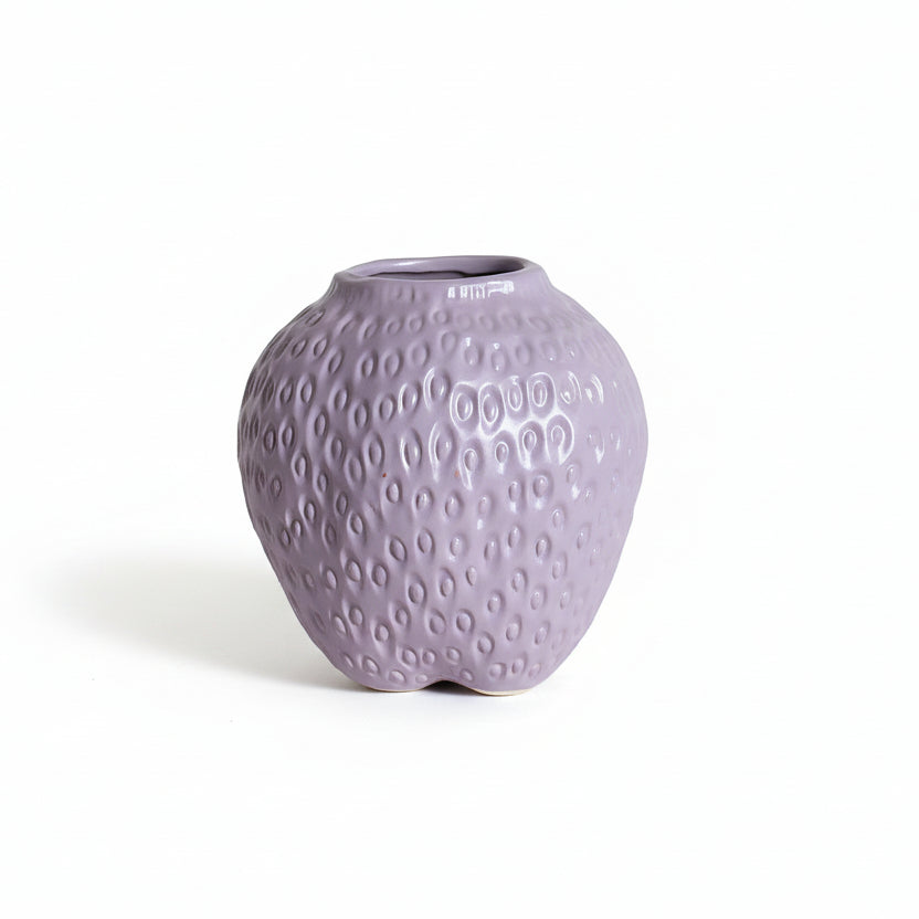 Photo de présentation du petit vase fraise lila sur fond blanc