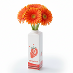 Photo de face du vase bouteille fraise