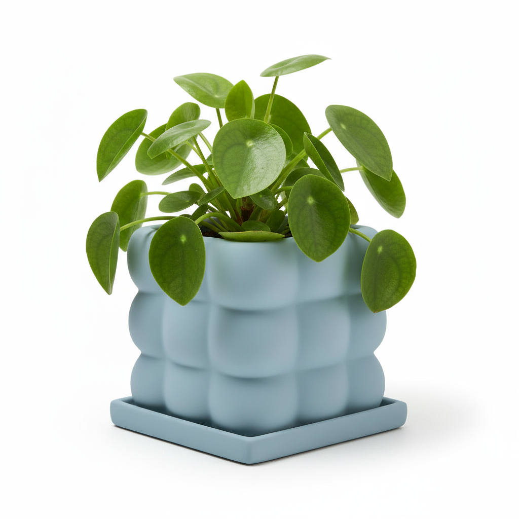 Photo de presentation du pot pilea bleu sur fond blanc