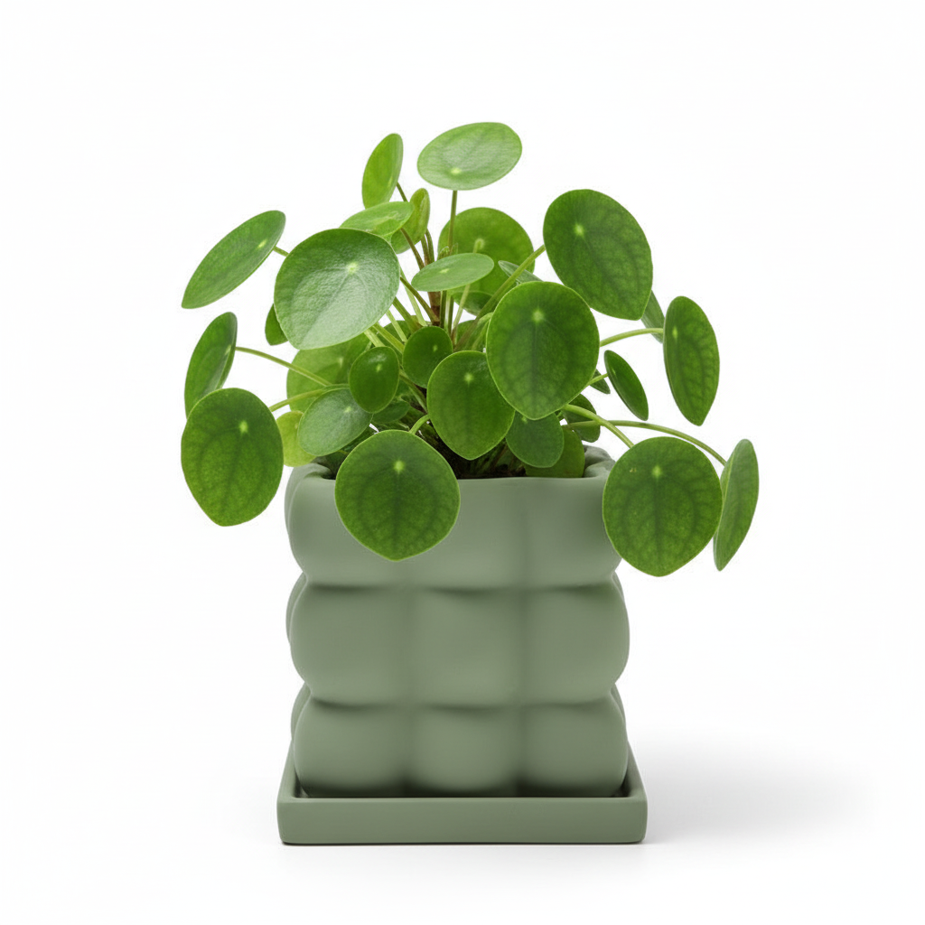 Photo de presentation du pot pilea olive sur fond blanc