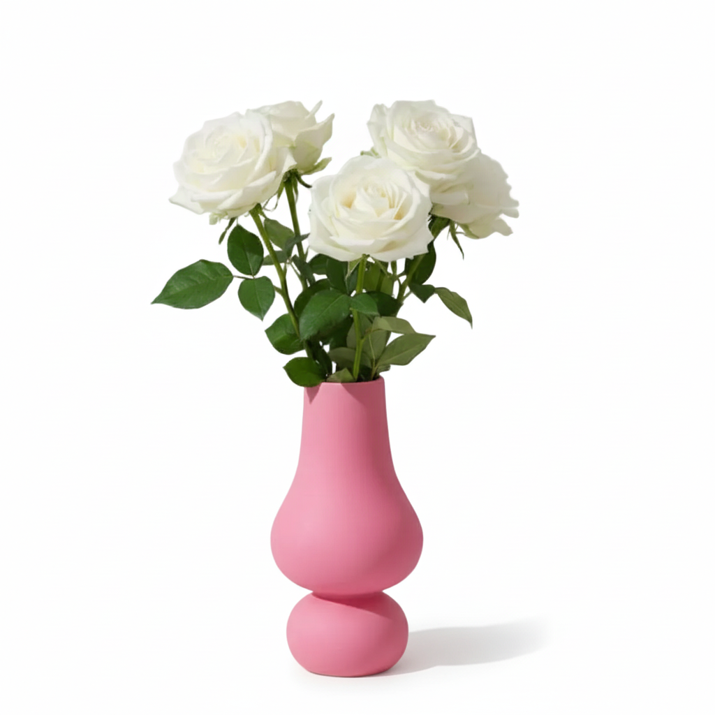 image du vase rose en verre avec des volumes