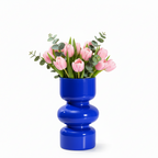 Photo de présentation du vase tulipe bleu roi en verre