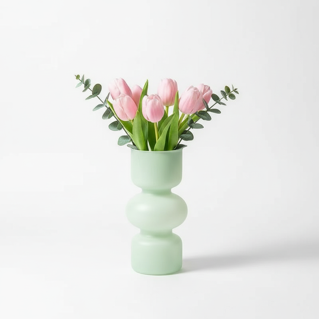 Photo de présentation du vase tulipe matcha en verre
