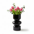 Photo de présentation du vase tulipe noir en verre