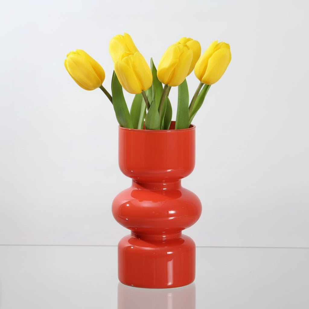 Photo de présentation du vase tulipe orange en verre
