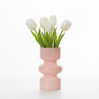Photo de présentation du vase tulipe rose poudre en verre
