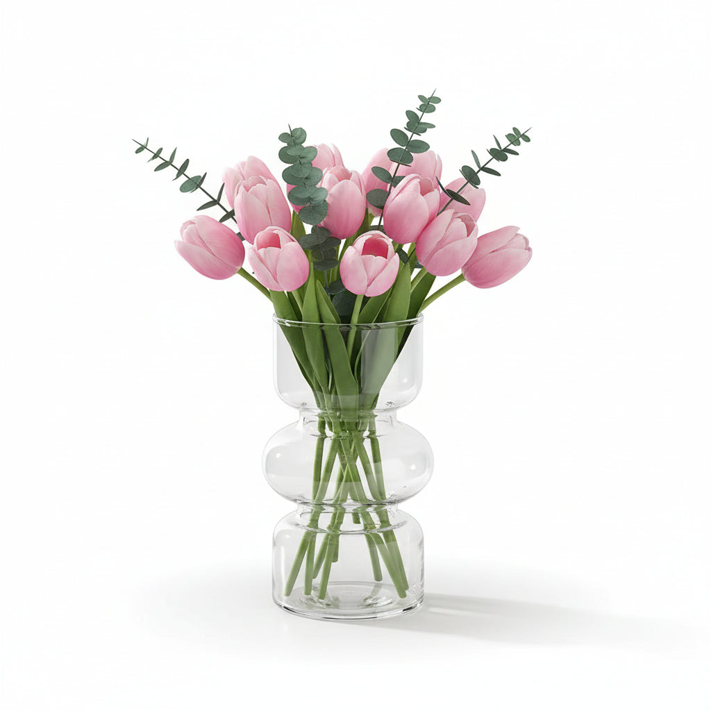 Photo de présentation du vase tulipe transparent en verre